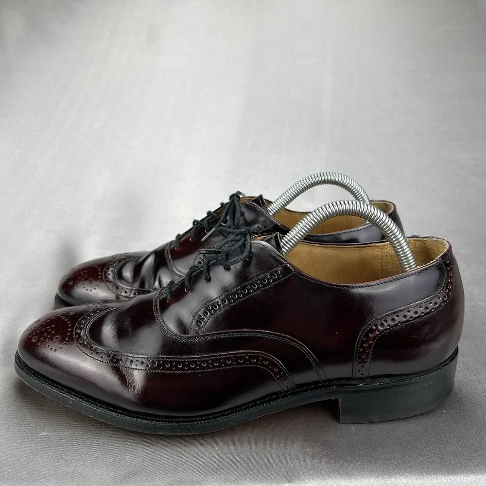 Johnston Murphy Optima Burgundy Wingtip Oxford Brogue Shoes Men's 7.5 D Business